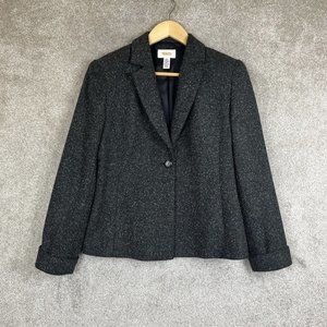 Talbots Jacket Womens 4 Gray Acrylic Wool Long Sleeve Button Lined Blazer- 7484